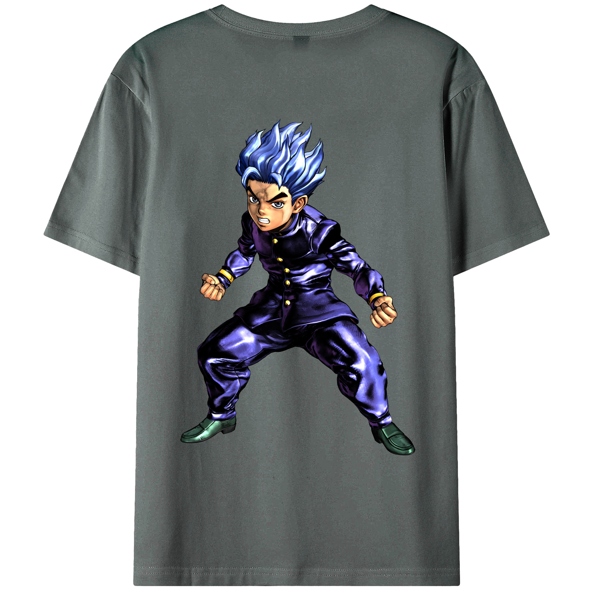 （画像用） ジョジョの奇妙な冒険 広瀨康一 JoJo's Bizarre Adventure Hirose Koichi 綿100％ メンズ半袖Tシャツ（バックプリント） 通気性
